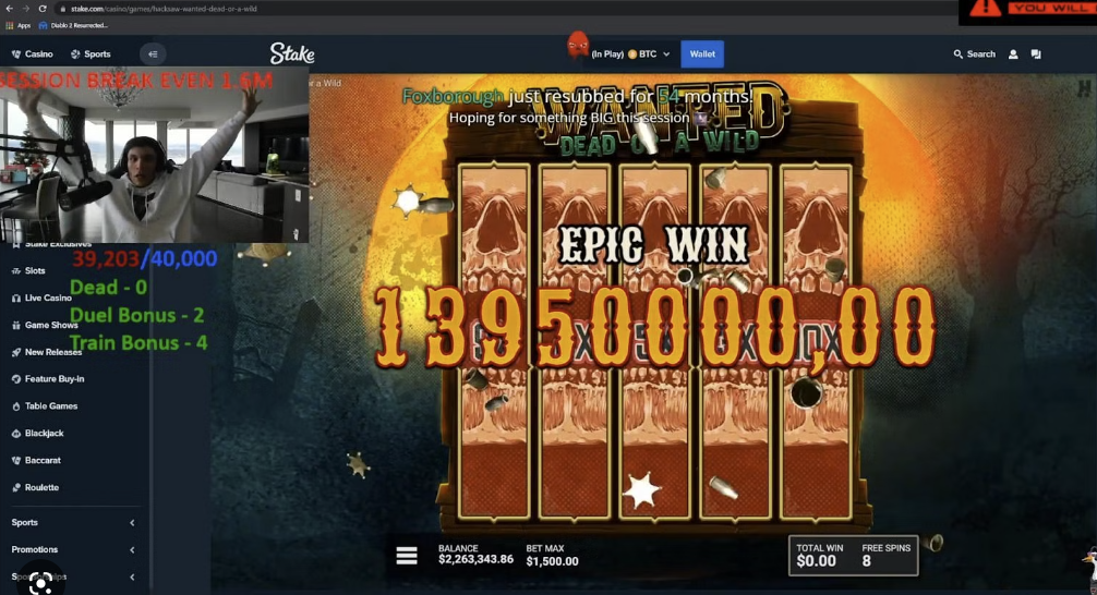 Streamer Wins $1,395,000 at Online Casino