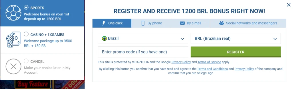 How to register an account at 1xbet