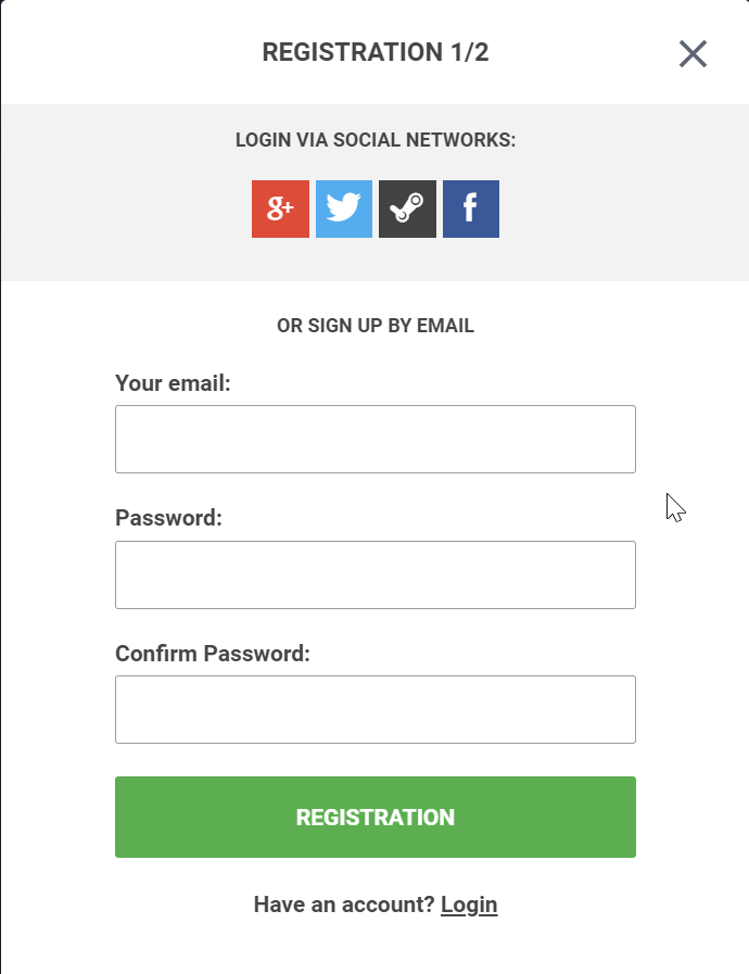 Registration window GGbet